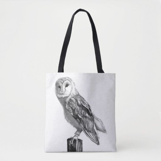 Mystical barn owl pencil drawing" トートバッグ (正面)