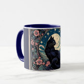 Mystical Black Cat Art Nouveau マグカップ (正面左)