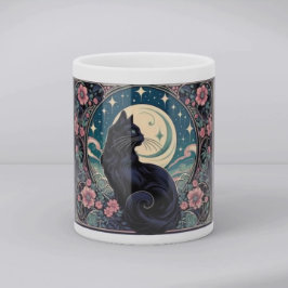 Mystical Black Cat Art Nouveau マグカップ