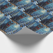 Mystical Black Cat Enchanted Winter Sled Christmas ラッピングペーパー (角)