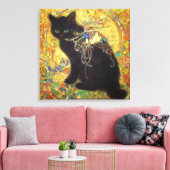 Mystical Black Cat in Golden Nihonga キャンバスプリント (インサイチュ (リビング))