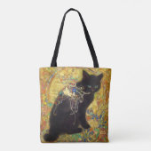 Mystical Black Cat in Golden Nihonga トートバッグ (裏面)