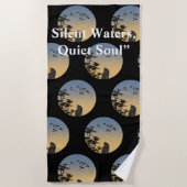 Mystical Black Cat Japanese Bamboo Beach Towel ビーチタオル (正面)