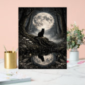 Mystical Black Cat Under Full Moon Forest  アクリルサイン (ウェディング)
