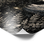 Mystical Black Cat Under Full Moon Forest Poster フォトプリント (角)