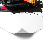 Mystical Black Cat Watercolor Splash Art ポスター (角)