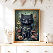 Mystical Black Fox Nursery Wall Art Print | Fox ポスター