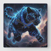 Mystical Black Panther with Glowing Patterns スクエア壁時計 (正面)