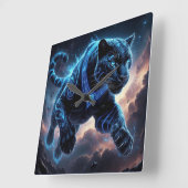 Mystical Black Panther with Glowing Patterns スクエア壁時計 (傾斜)