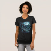 Mystical Black Swans Full Moon Gothic Art Tシャツ (正面フル)