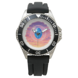 Mystical Blue Gem Sunset – Spiritual Watch Design 腕時計