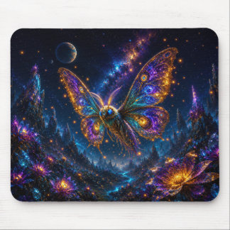 Mystical Blue & Gold Celestial Moth Mouse Pad マウスパッド