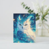 Mystical Blue Owl Starry Portrait ポストカード (スタンド正面)