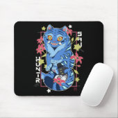 Mystical Blue Tiger Japanese Folk Art Style マウスパッド (マウス)