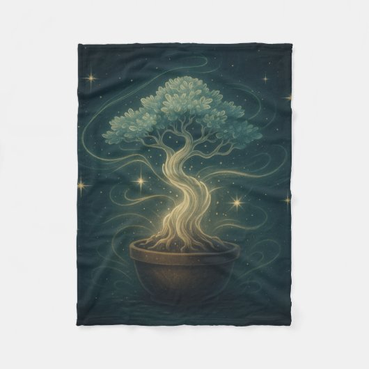Mystical Bonsai Spirit Throw Blanket – Enchanted  フリースブランケット (正面)