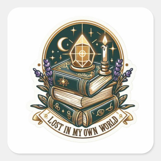 Mystical Bookstack Sticker - Lost In My Own World  スクエアシール (正面)