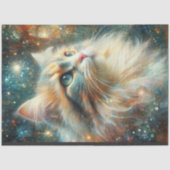 Mystical Cat Among the Blooms Whimsical Decoupage  薄葉紙 (正面)