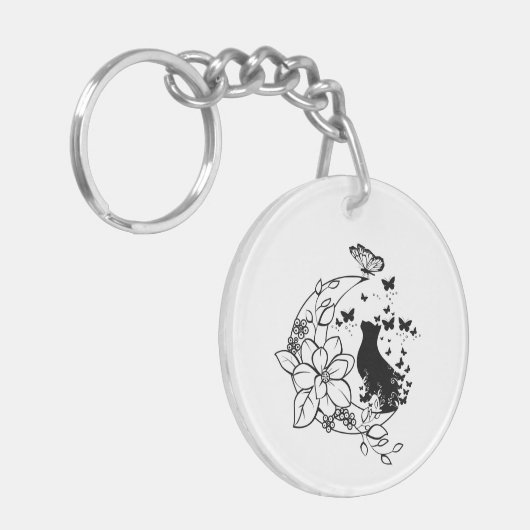 Mystical Cat and Moon キーホルダー (正面左)