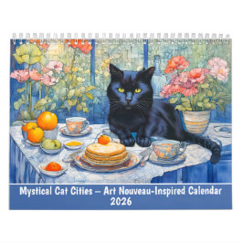 Mystical Cat Cities Art Nouveau-Inspired Calendar カレンダー