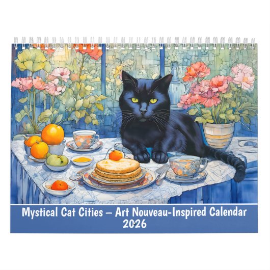Mystical Cat Cities Art Nouveau-Inspired Calendar カレンダー (カバー)