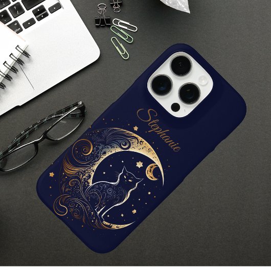 Mystical Cat Crescent Moon - Custom Celestial Gift Case-Mate iPhoneケース