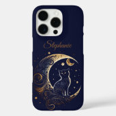 Mystical Cat Crescent Moon - Custom Celestial Gift Case-Mate iPhoneケース (裏面)