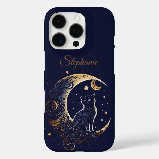 Mystical Cat Crescent Moon - Custom Celestial Gift Case-Mate iPhoneケース (裏面)