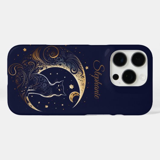 Mystical Cat Crescent Moon - Custom Celestial Gift Case-Mate iPhoneケース (裏面 (横))
