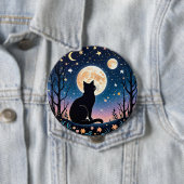 Mystical Cat Moon Button | Cute Night Sky Cat Pin  缶バッジ (インサイチュ)