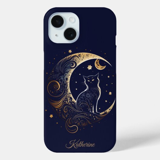 Mystical Cat Moon - Personalized Celestial Gift Case-Mate iPhoneケース (裏面)