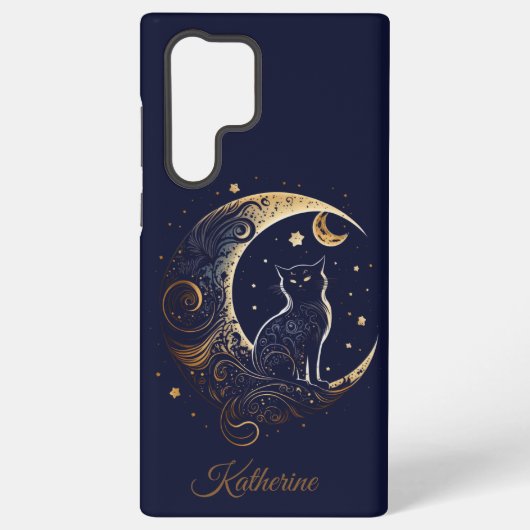 Mystical Cat Moon - Personalized Celestial Gift Samsung Galaxyケース (裏面)