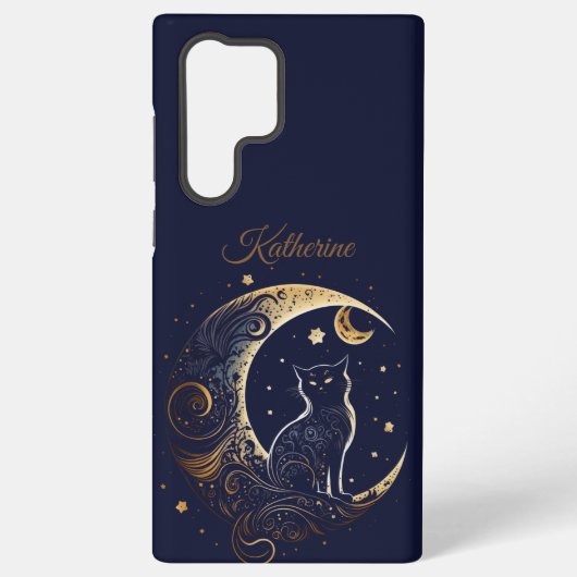 Mystical Cat Moon - Personalized Celestial Gift Samsung Galaxyケース (裏面)