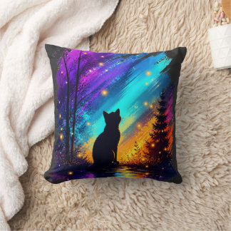 Mystical Cat Northern Lights クッション