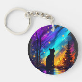 Mystical Cat Northern Lights Acrylic Keychain キーホルダー (正面)