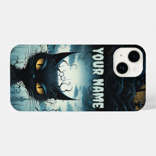 Mystical Cat Overlook: Enchanted Cityscape iPhoneケース (裏面横)