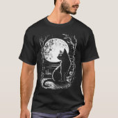 Mystical Cat Wiccan Moon Magic Tシャツ (正面)
