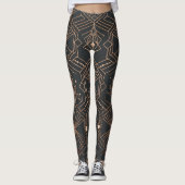 Mystical Celestial Art Deco Geometric Lotus Patter レギンス (正面)