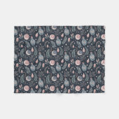  Mystical Celestial Botanical Pattern フリースブランケット (正面(横))