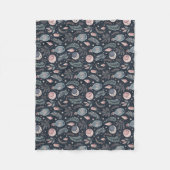  Mystical Celestial Botanical Pattern フリースブランケット (正面)