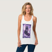 Mystical Celestial Cat Moon Galaxy Fantasy Magical タンクトップ (正面フル)