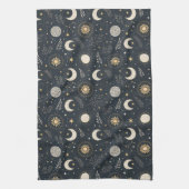 Mystical Celestial Moon Pattern キッチンタオル (縦)