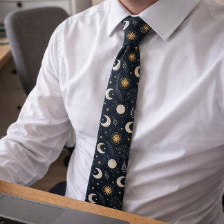 Mystical Celestial Moon Pattern ネクタイ
