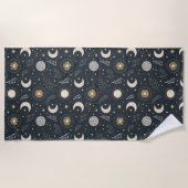 Mystical Celestial Moon Pattern  ビーチタオル (正面)