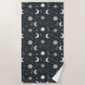 Mystical Celestial Moon Pattern  ビーチタオル (正面)