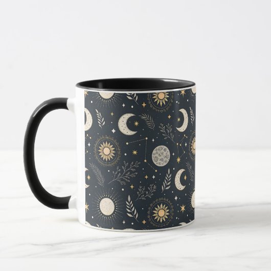Mystical Celestial Moon Pattern マグカップ (左)