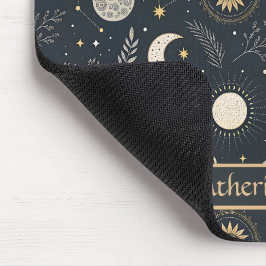 Mystical Celestial Moon Pattern Custom Name マウスパッド (コーナー)