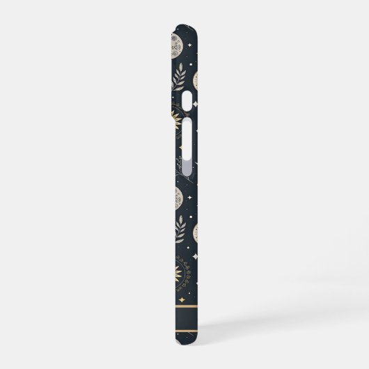 Mystical Celestial Moon Pattern Custom Name iPhone 16ケース (左側面)