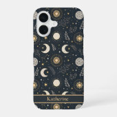 Mystical Celestial Moon Pattern Custom Name iPhone 16ケース (裏面)