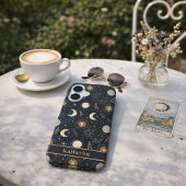 Mystical Celestial Moon Pattern Custom Name iPhone 16ケース