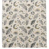 Mystical Celestial Moon Stars Pattern シャワーカーテン (正面)